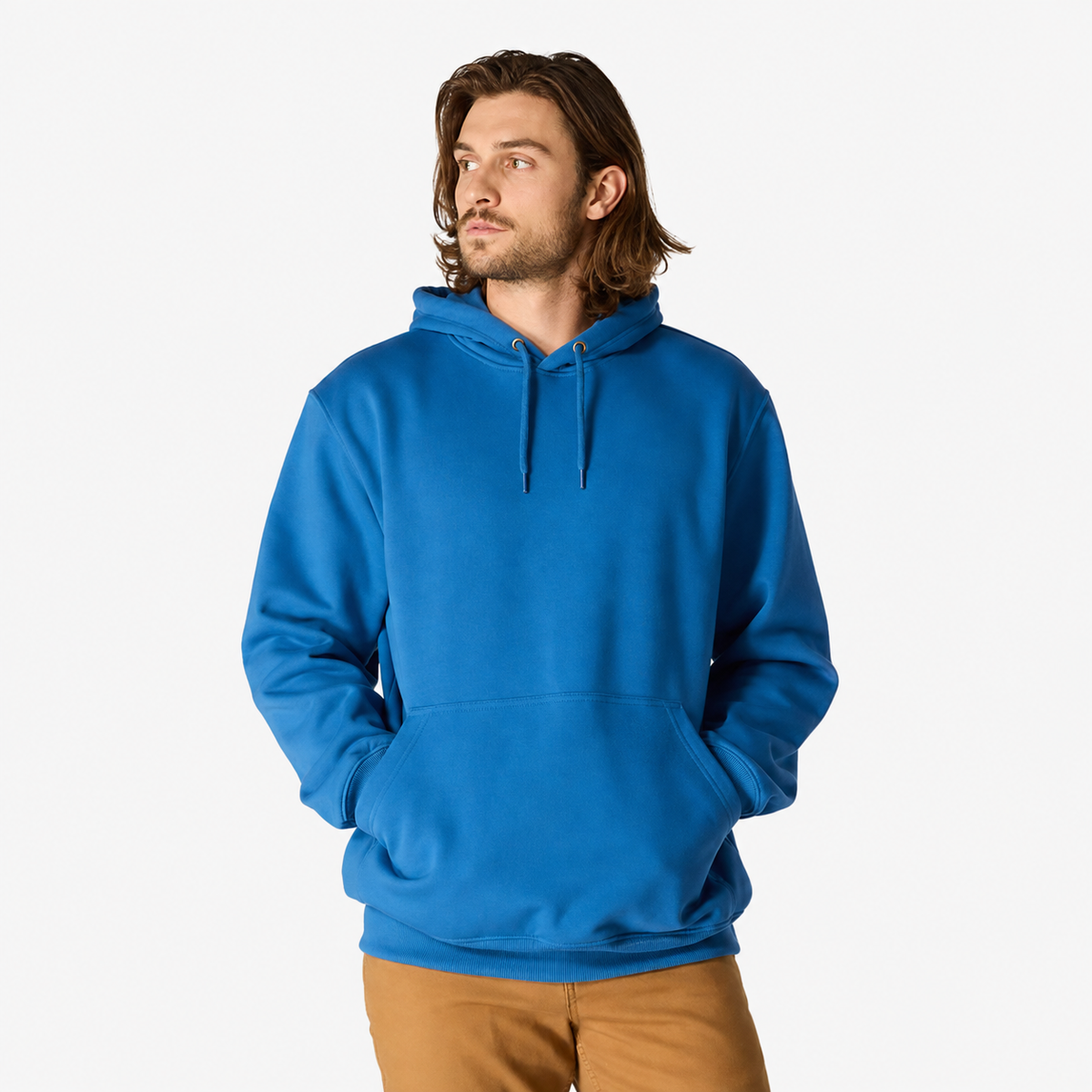 Men’s Pullover Hoodie – Solid Color Casual Sweatshirt with Kangaroo Pocket