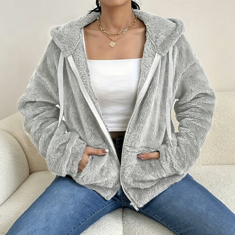 🎉✨Damen Kapuzenjacke aus kuscheligem, flauschigem Material