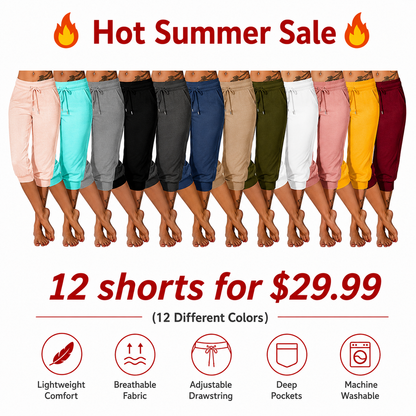 🔥Hot Summer Sale🔥Women’s Drawstring Capri Pants with Pockets for Casual Comfort Wear