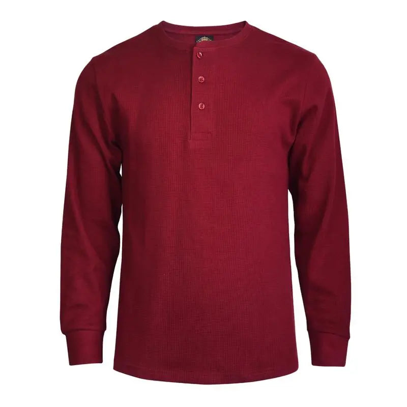 Men's Cotton Knit Henley Long Sleeve Shirt