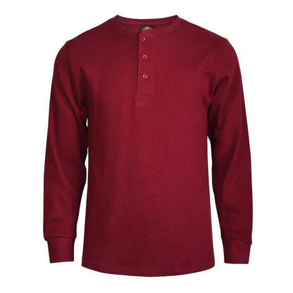 Men's Cotton Knit Henley Long Sleeve Shirt
