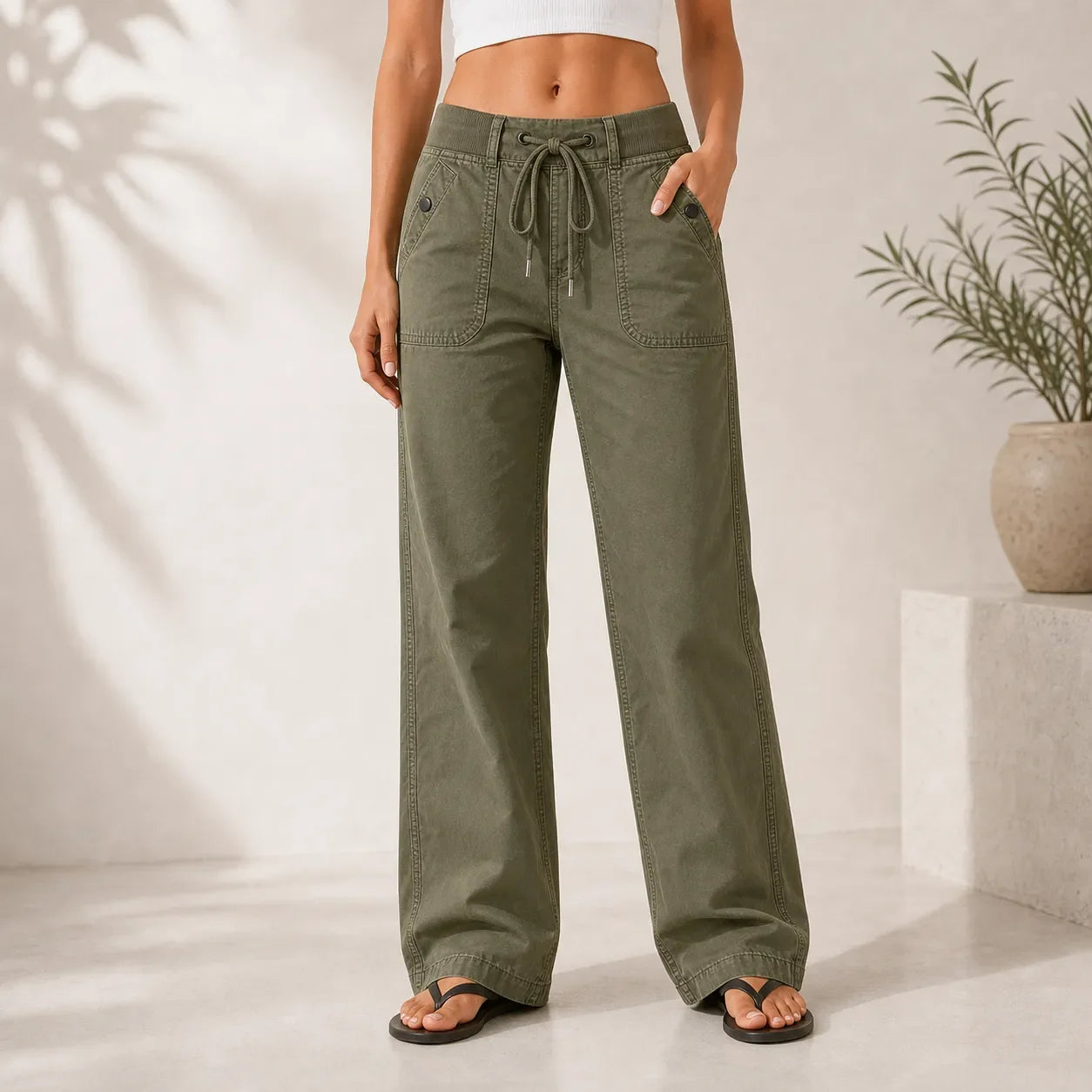Women's High Stretch Mid Rise Straight Pants