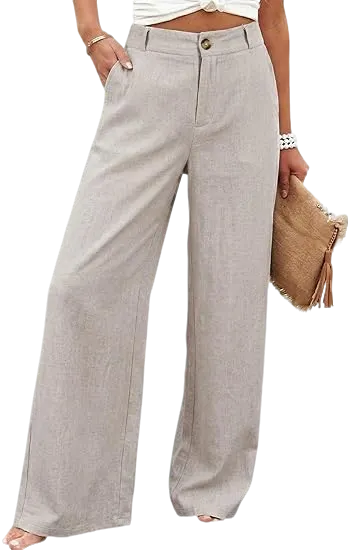 ⚡LAST 2 DAYS⚡- Women’s Casual High Waist Linen Wide Leg Trousers