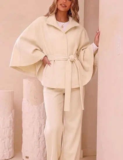 Womens Wool Blend Poncho Pea Coat