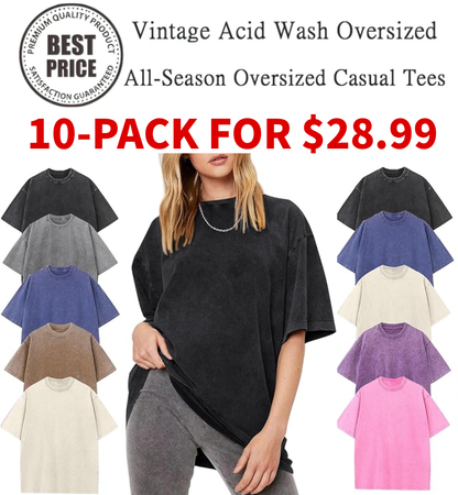 Women's Oversized Vintage Acid-Wash Cotton Tee