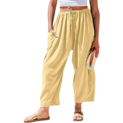Womens Linen Wide Leg Pants