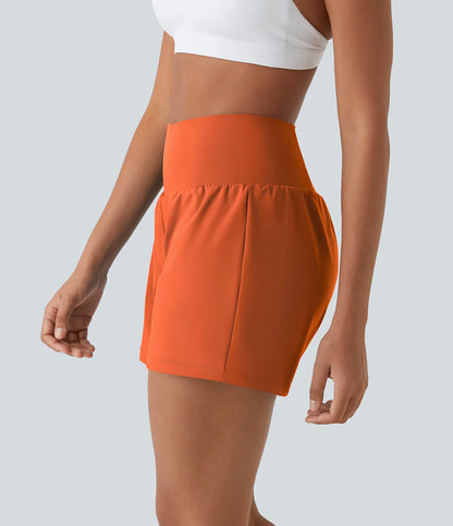 💝Last Day Promotion⚡12 piece ultra high waist back pocket and side hidden pocket 2 in 1 Yoga shorts