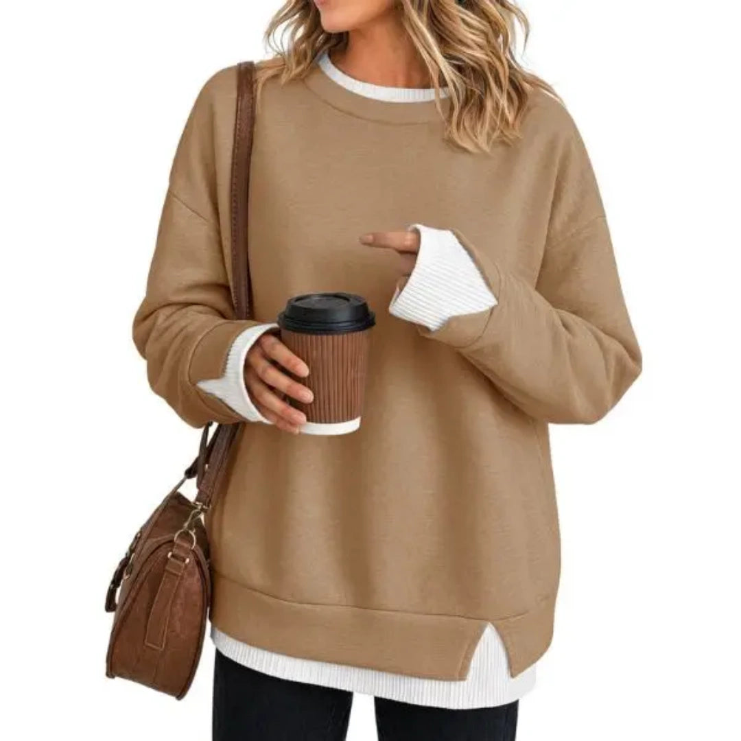 Women's Two-Piece Layered Crew Neck Sweatshirt