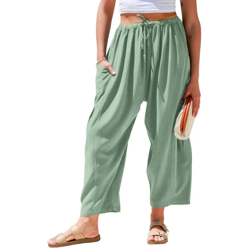 Womens Linen Wide Leg Pants