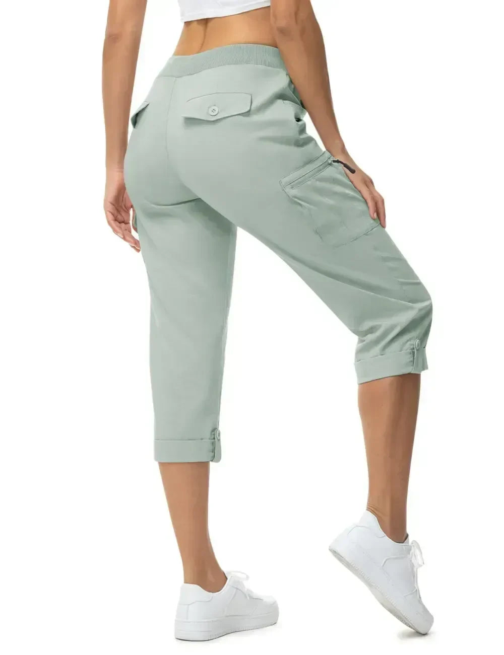 Women's Cargo Capris Lightweight Hiking Pants Shorts Cropped Cotton