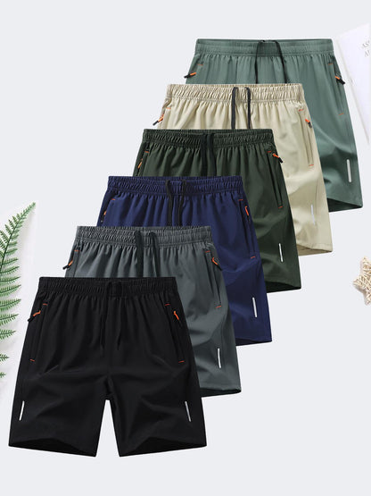 🔥Flash Sale Men's Zipper Pocket Shorts, Summer Ice Silk Beach Shorts