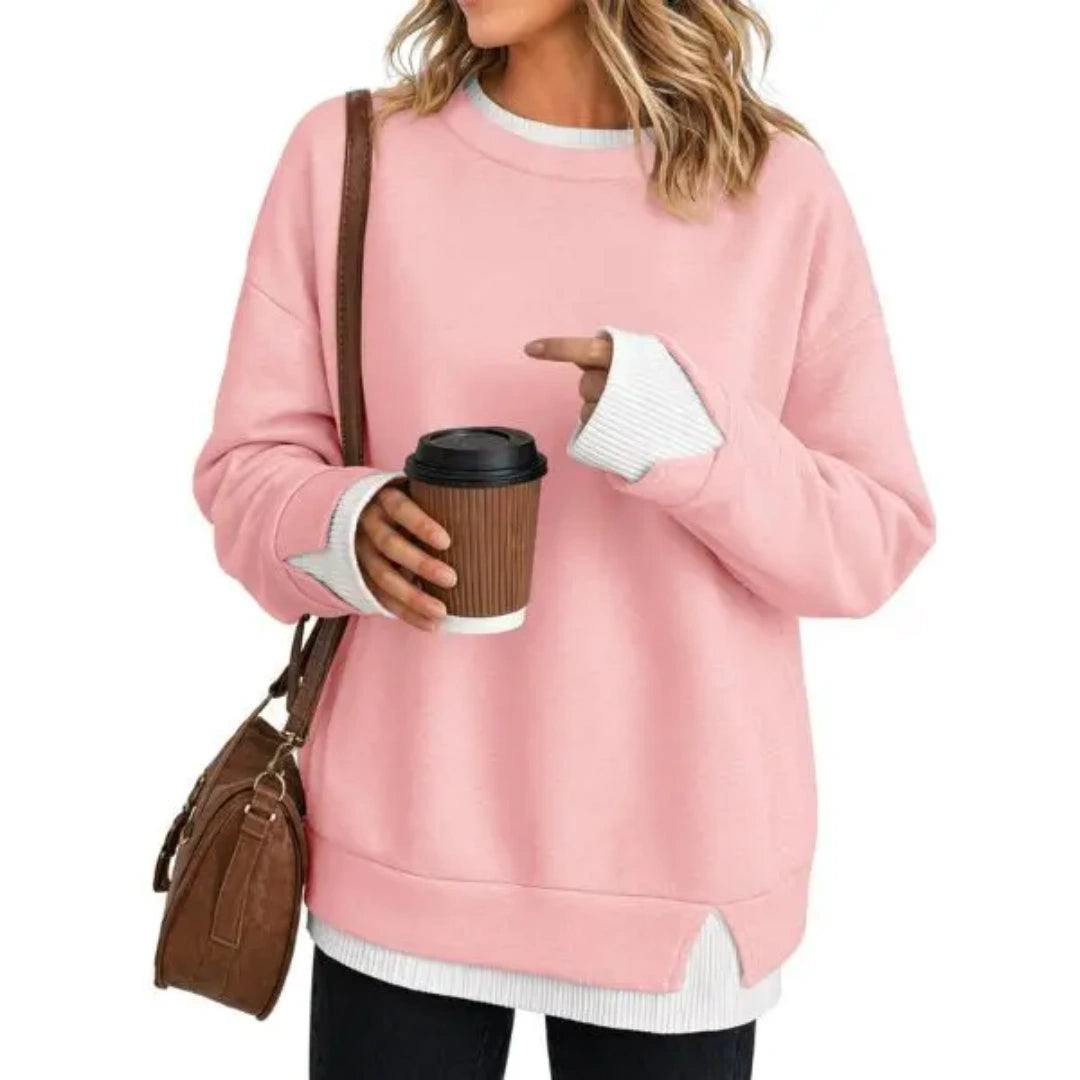 Women's Two-Piece Layered Crew Neck Sweatshirt