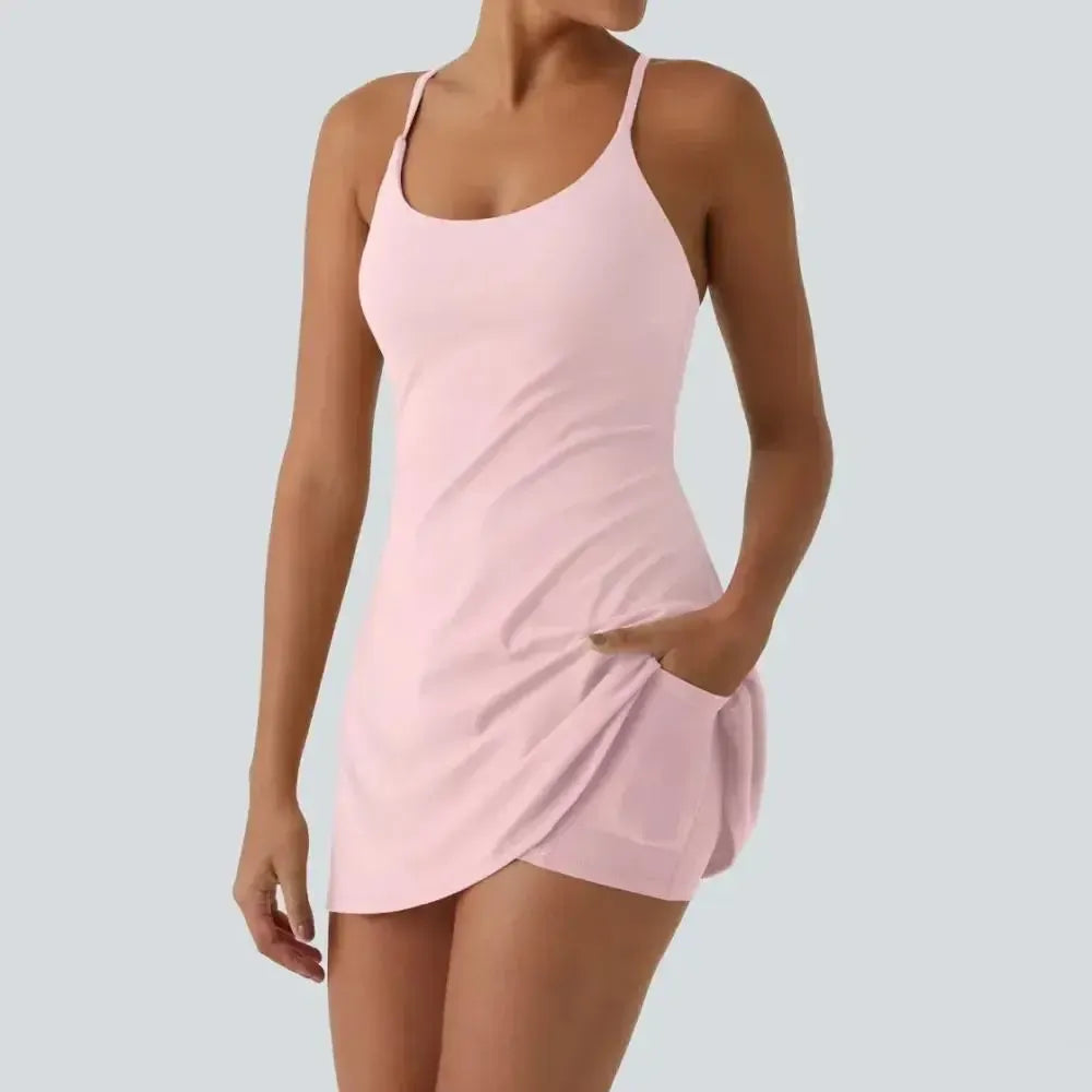 Women's Backless Sleeveless Dress with Pockets 8-Pack