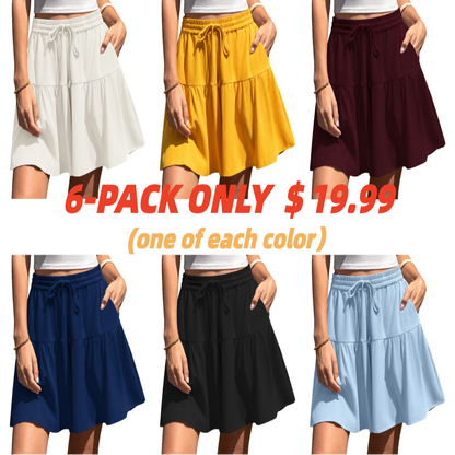 Womens Linen Blend Wide Leg Flowy Culotte Shorts Drawstring Loose Fit Summer Casual Lightweight Comfy Vacation Wear