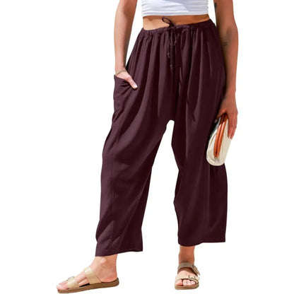 Womens Linen Wide Leg Pants