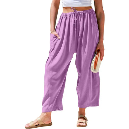 Womens Linen Wide Leg Pants