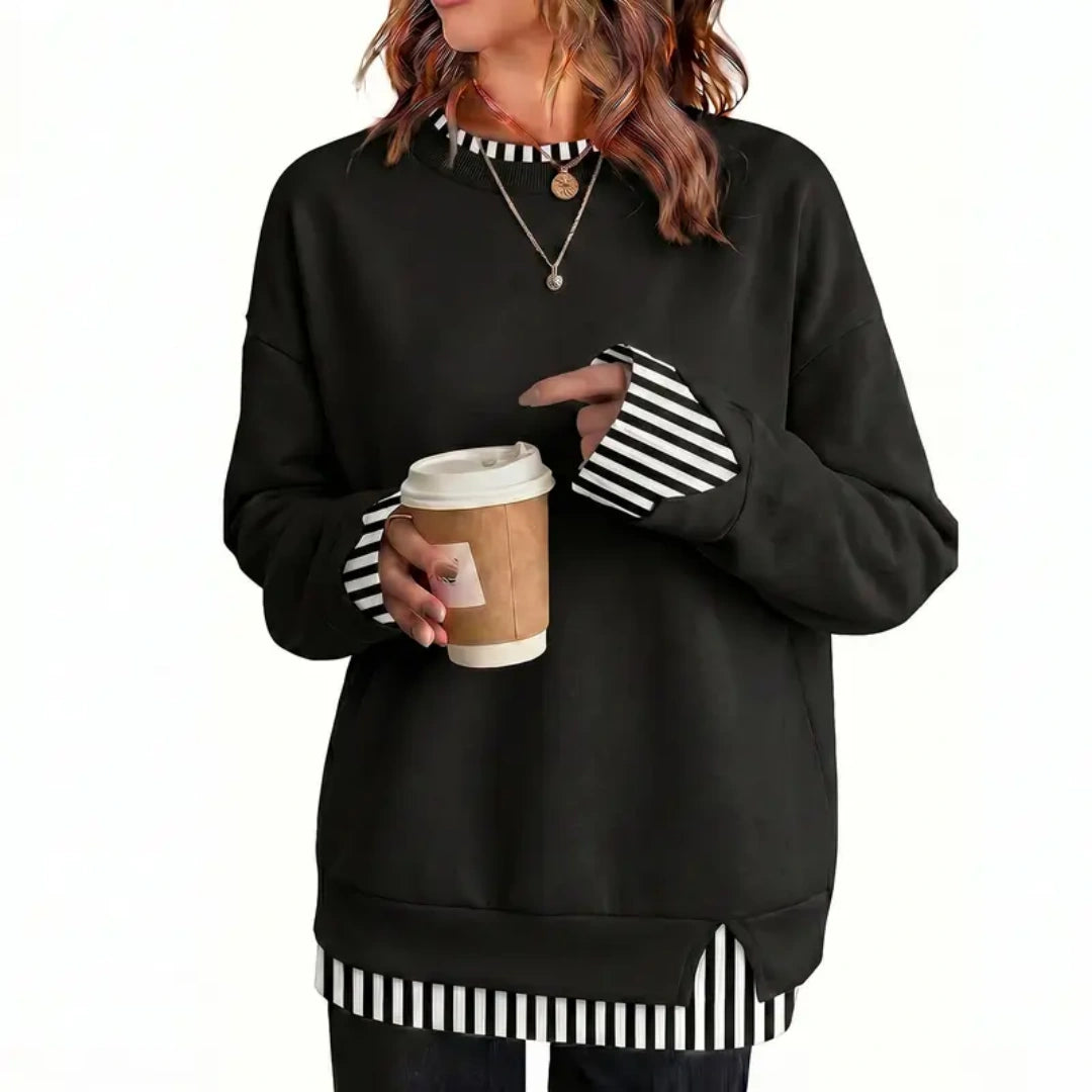 Women's Two-Piece Layered Crew Neck Sweatshirt