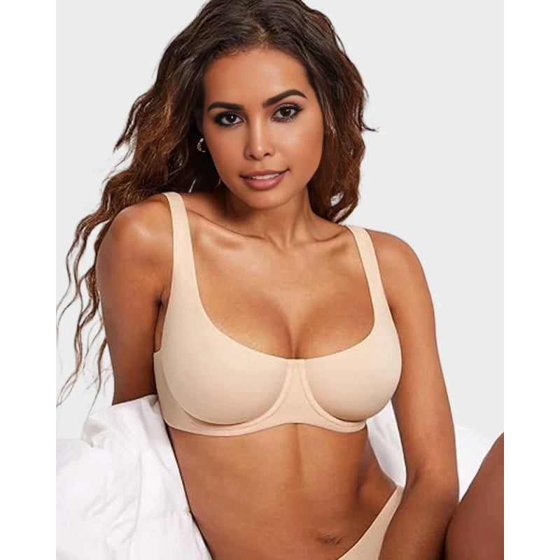 Underwire Support Seamless Unlined Balconette Bra
