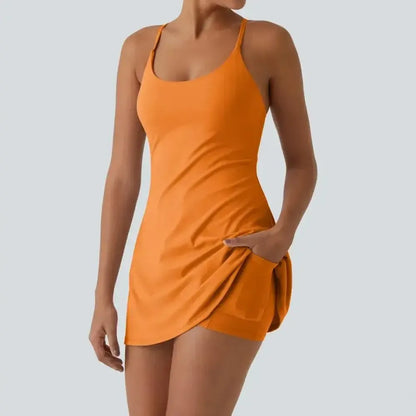 Women's Backless Sleeveless Dress with Pockets 8-Pack
