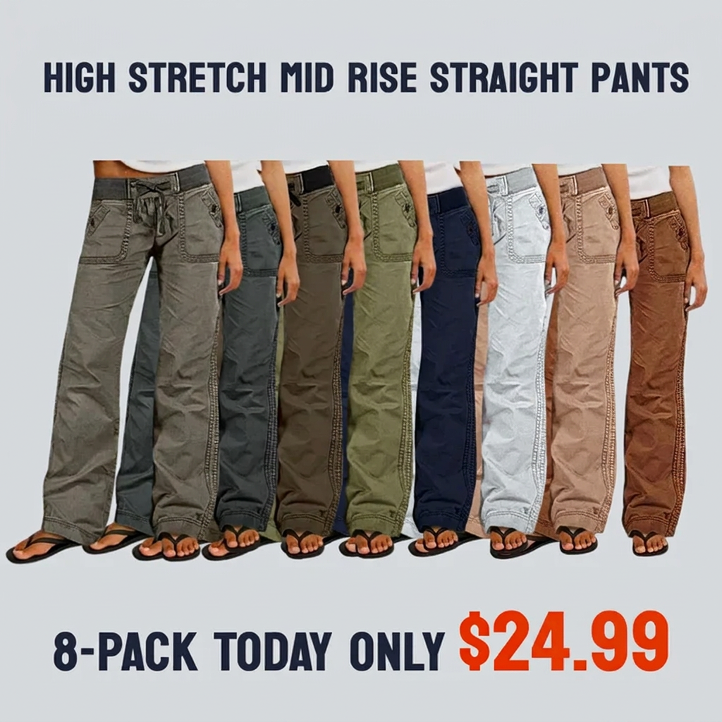 ⚡FINAL SALE⚡- 8 PACK  women-s-high-stretch-mid-rise-straight-pants