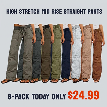 ⚡FINAL SALE⚡- 8 PACK  women-s-high-stretch-mid-rise-straight-pants