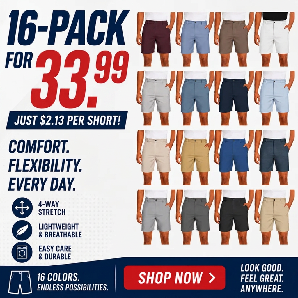 Men's 7" Quick Dry Golf Shorts with Pockets