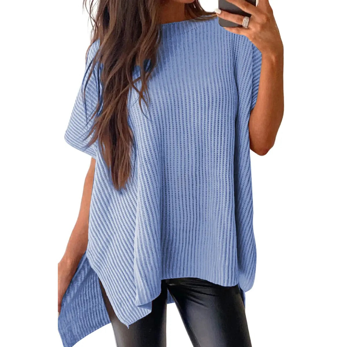 Women's Oversized Puff Short Sleeve Knit Sweater