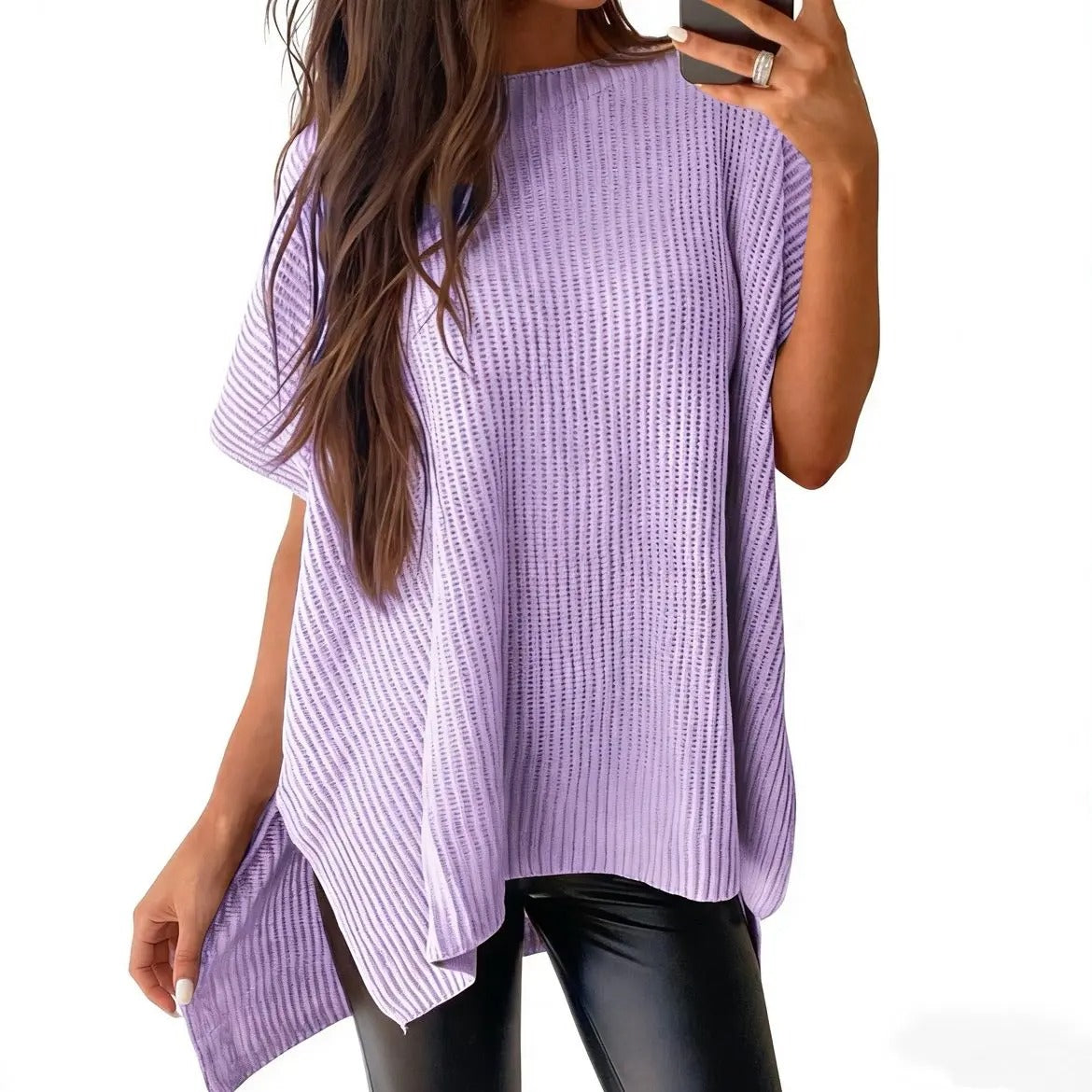 Women's Oversized Puff Short Sleeve Knit Sweater
