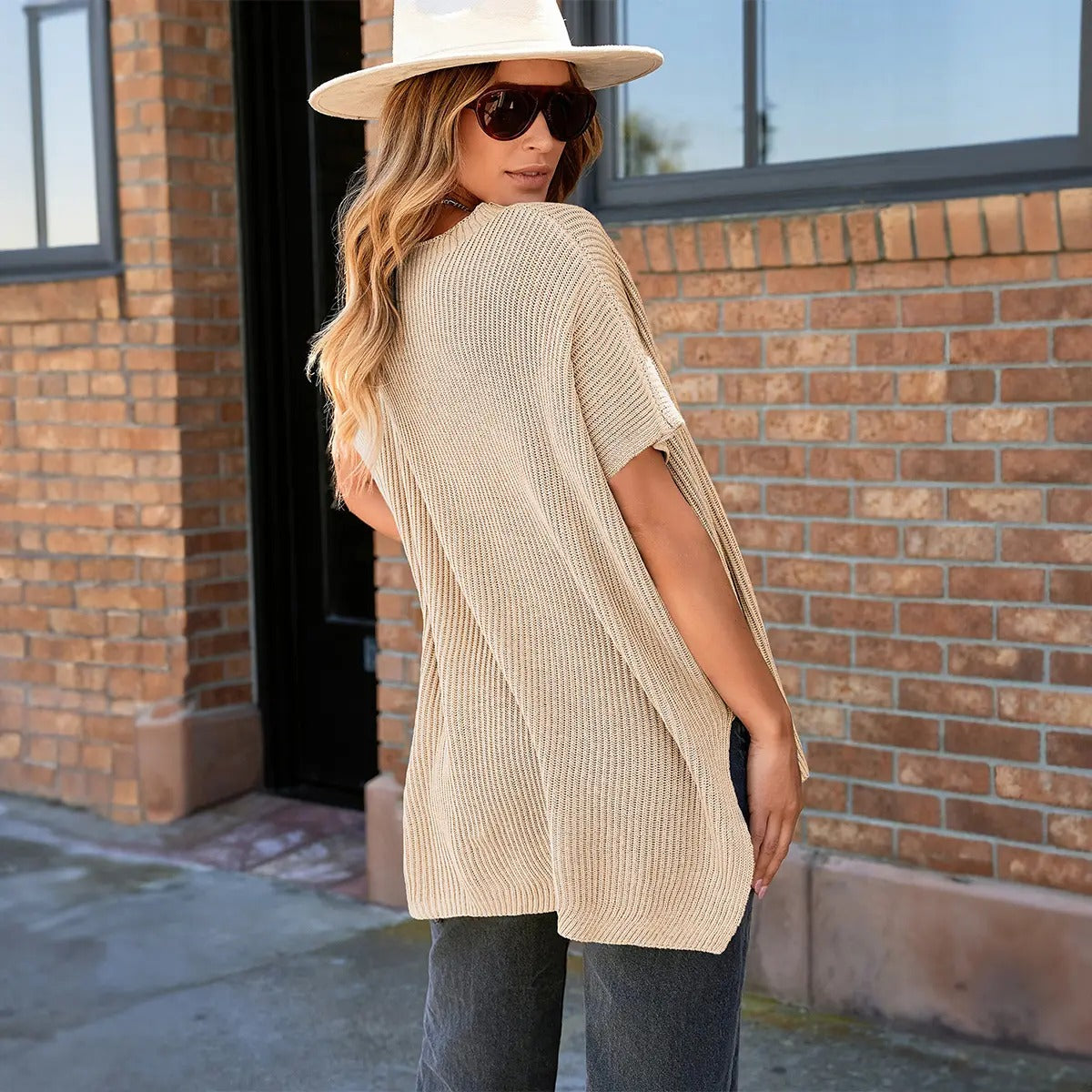 Women's Oversized Puff Short Sleeve Knit Sweater
