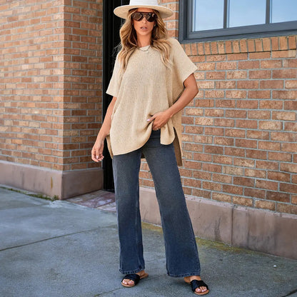 Women's Oversized Puff Short Sleeve Knit Sweater