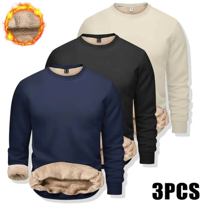 🔥 BESTSELLER |Men's Fitted Crewneck Fleece Lined Sweatshirt, Wind Resistant Polyester Athletic Pullover, Casual Fashion Active Tops