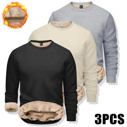 🔥 BESTSELLER |Men's Fitted Crewneck Fleece Lined Sweatshirt, Wind Resistant Polyester Athletic Pullover, Casual Fashion Active Tops