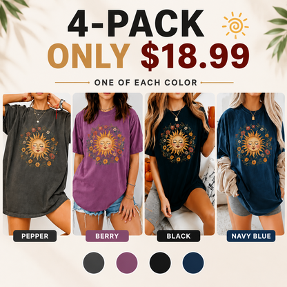 Boho Spiritual Sun T-Shirt, Cute Bohemian Tee, Celestial Hippie Clothing, Vintage Women Clothing, Hippy Clothes, Chic Style, Floral Outfit