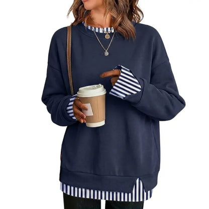 Women's Two-Piece Layered Crew Neck Sweatshirt