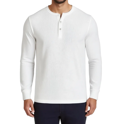 Men's Cotton Knit Henley Long Sleeve Shirt
