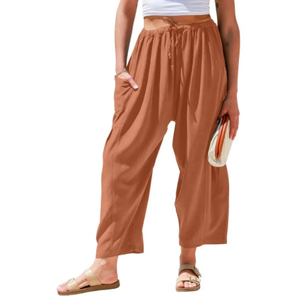 Womens Linen Wide Leg Pants