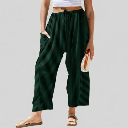 Womens Wide Leg Gingham Striped Plaid Pants