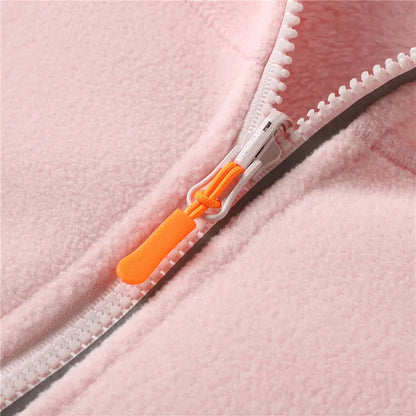Women's Stand Collar Polar Fleece Jacket Full Zip Up Fleece Lined Warm ...