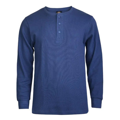 Men's Cotton Knit Henley Long Sleeve Shirt
