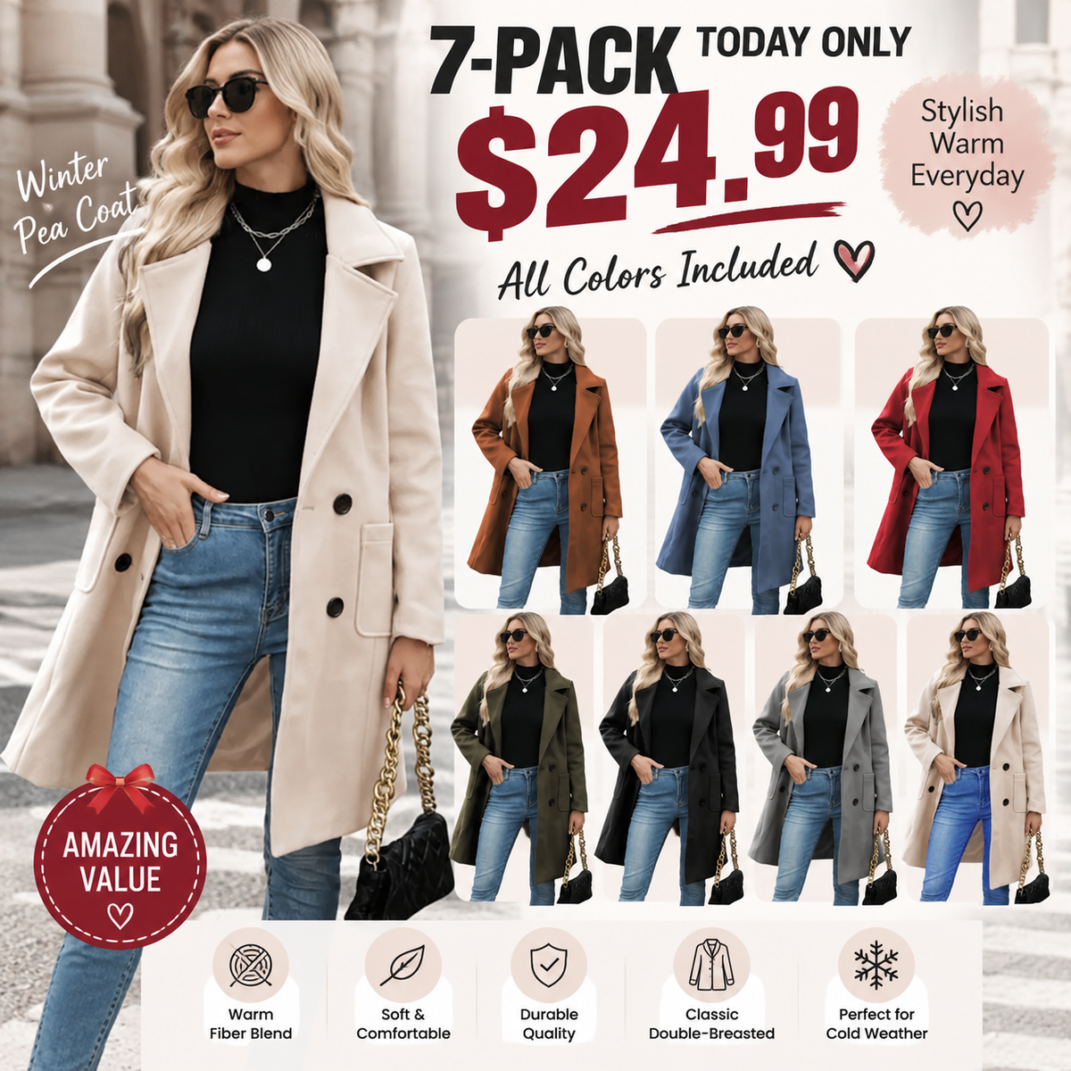 ⏰BLACK FRIDAY SPECIAL💥7-COLOR WOOL Coat🔥Last Day 95% OFF🔥