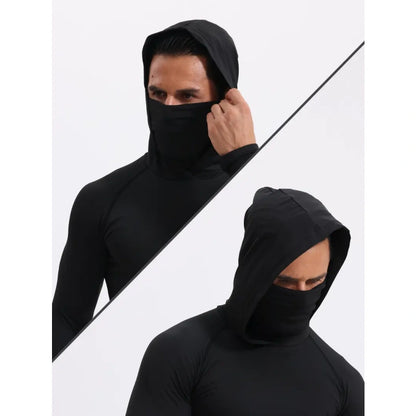 9pcs Set Men's Masked Hooded Compression Tops
