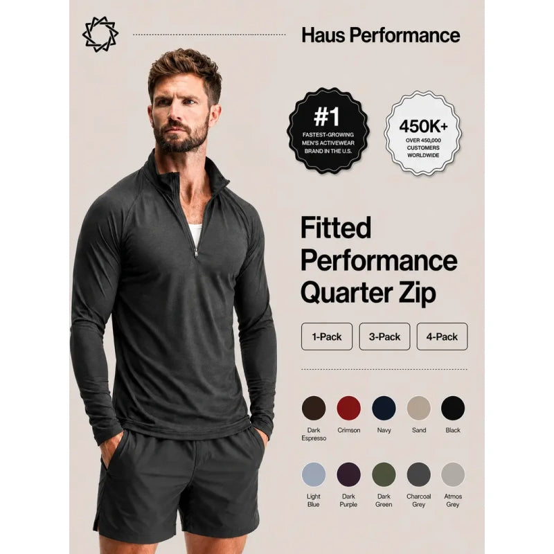Fitted Performance Quarter Zip | Breathable Lightweight All-Day Athletic Pullover