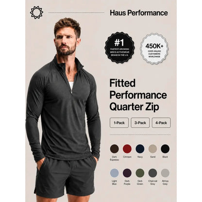 Fitted Performance Quarter Zip | Breathable Lightweight All-Day Athletic Pullover