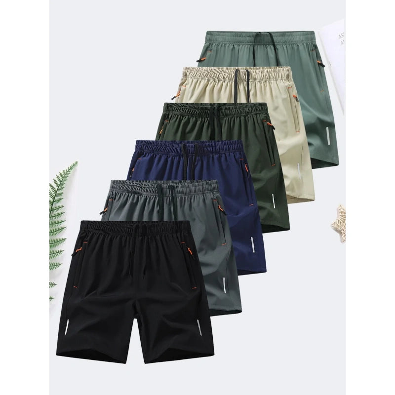 🔥Flash Sale Men's Zipper Pocket Shorts, Summer Ice Silk Beach Shorts