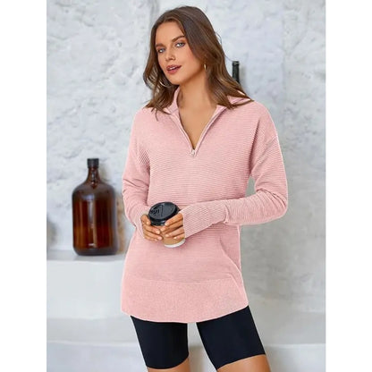 Women's Long Sleeve Quarter Zip Pullover Sweater