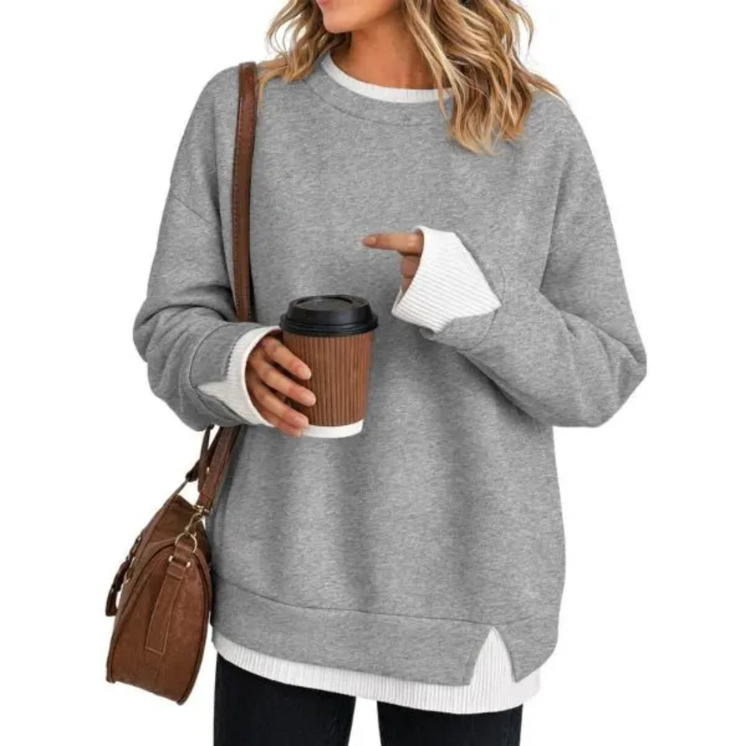 Women's Two-Piece Layered Crew Neck Sweatshirt