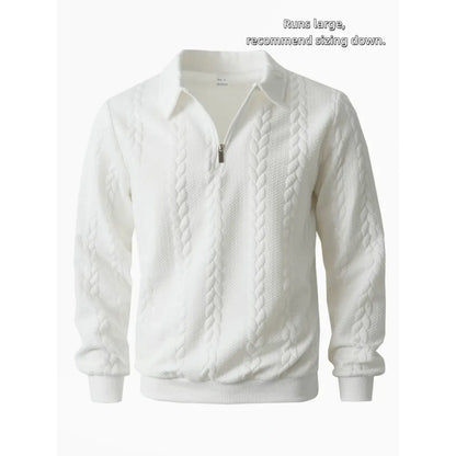 Men's Spring Outfits Knitted Polo Neck Long Sleeve Fitted Knitwear Sweatshirt