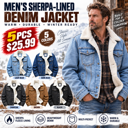 🔥 BESTSELLER | Men's Sherpa-Lined Denim Jacket