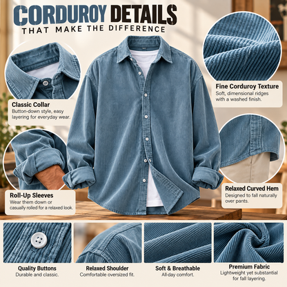 Men’s Oversized Corduroy Button-Down Shirt