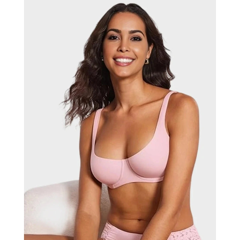 Underwire Support Seamless Unlined Balconette Bra